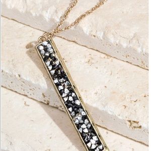 🎀 HP 🎀 Glitter Stone Bar Pendant Necklace and earring set